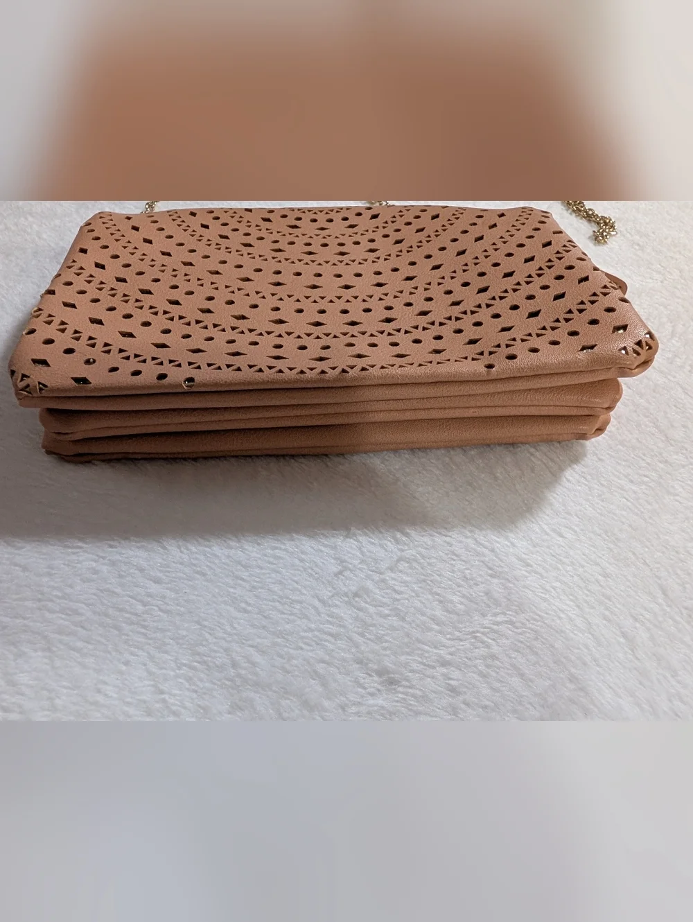 Fabulous Soft Faux Leather Crossbody Bag, Gold Shimmer & Chain, Light  Pink - Picture 7 of 10